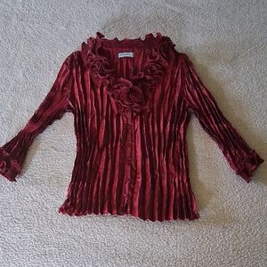 Chic Ruffled Burgundy Blouse
